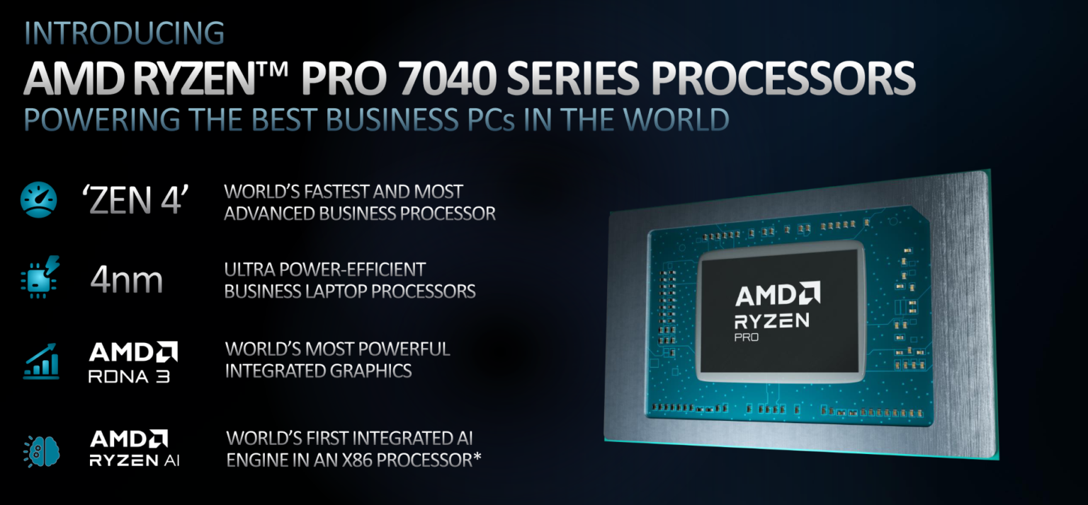 AMD Ryzen PRO 7040系列处理器发布：4nm工艺、集成Zen 4架构+RDNA 3 GPU+Ryzen AI引擎！