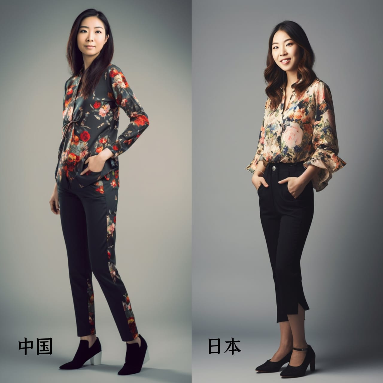 中国、日本 AI 美女