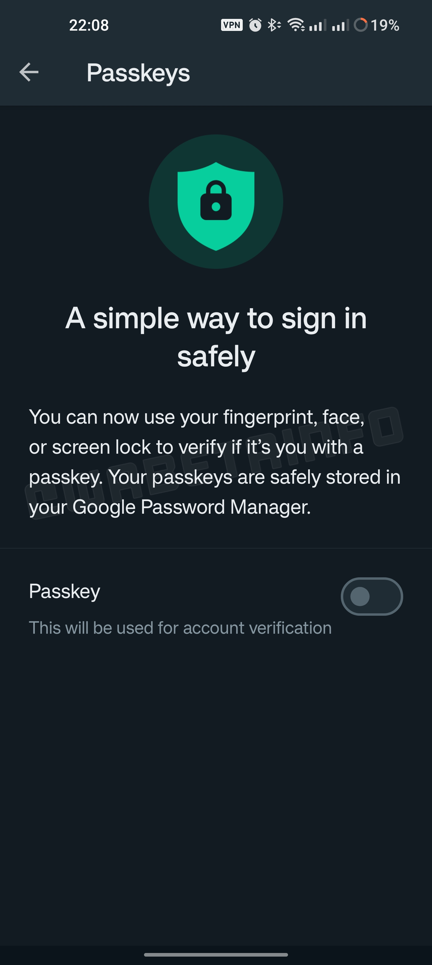 WA PASSKEY FEATURE ACCOUNT VERIFICATION ANDROID