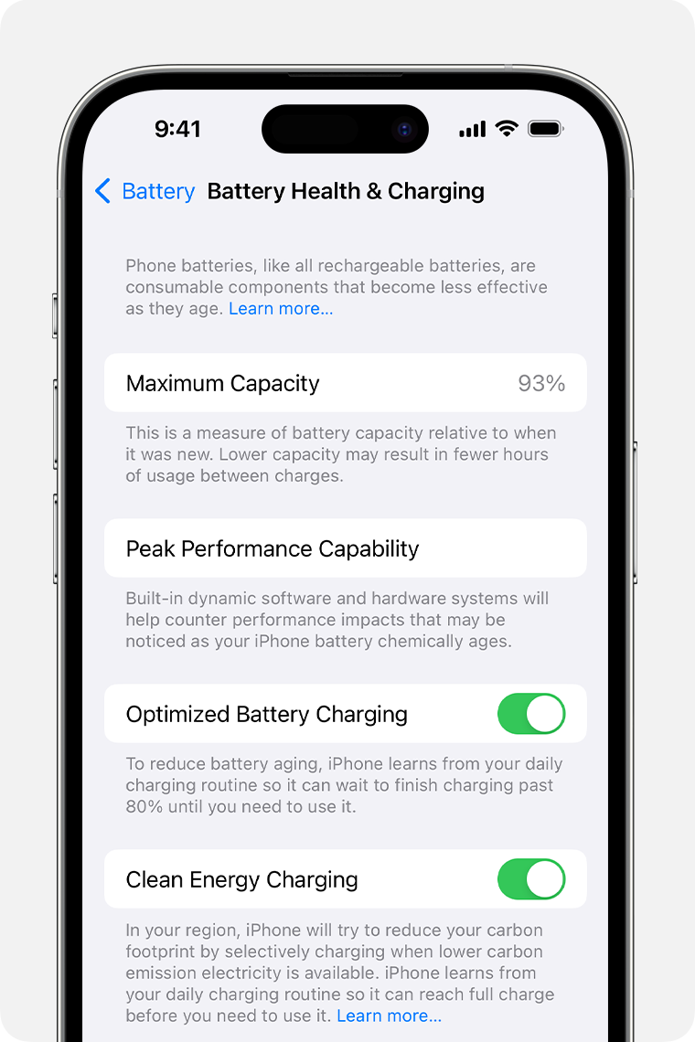 ios 17 iphone 14 pro settings battery battery health charging