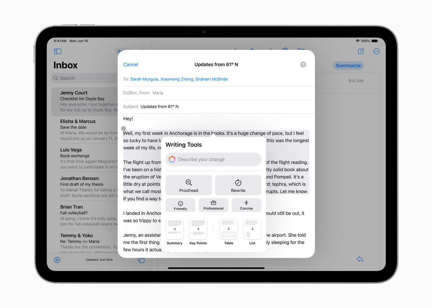 Apple WWDC24 iPadOS 18 Mail Writing Tools