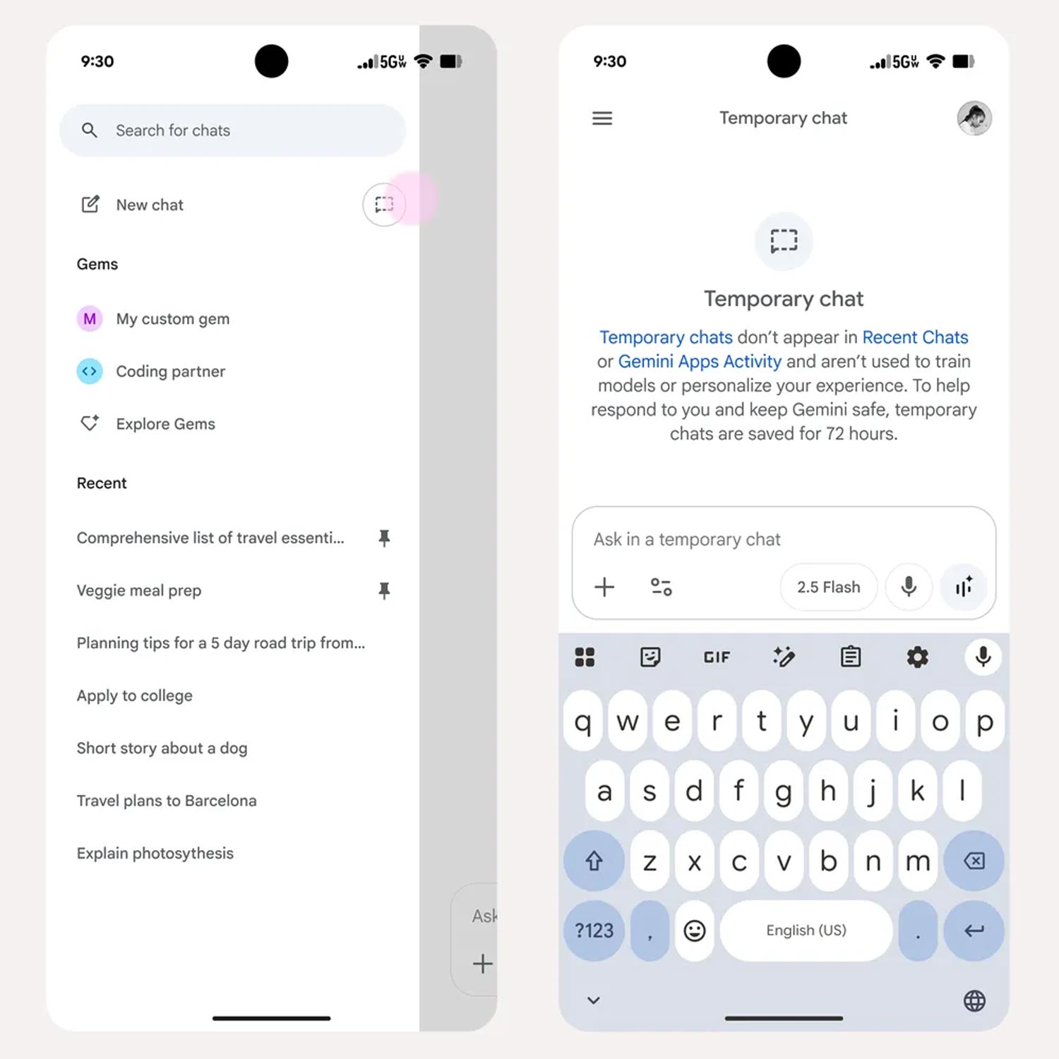 AI 也有记性了!Google Gemini 新功能:会记住和你的对话,还会主动推荐! 3 Google Gemini Temporary Chats