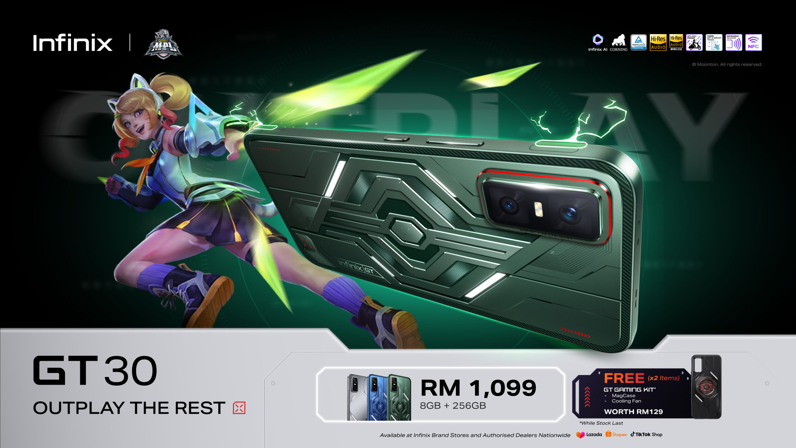 大马售价 RM1,099!Infinix GT 30 发布:自带 GT 肩键、1.5K 144Hz 屏、天玑 7400 5G! 4 GT 30 KV with Price 1 scaled