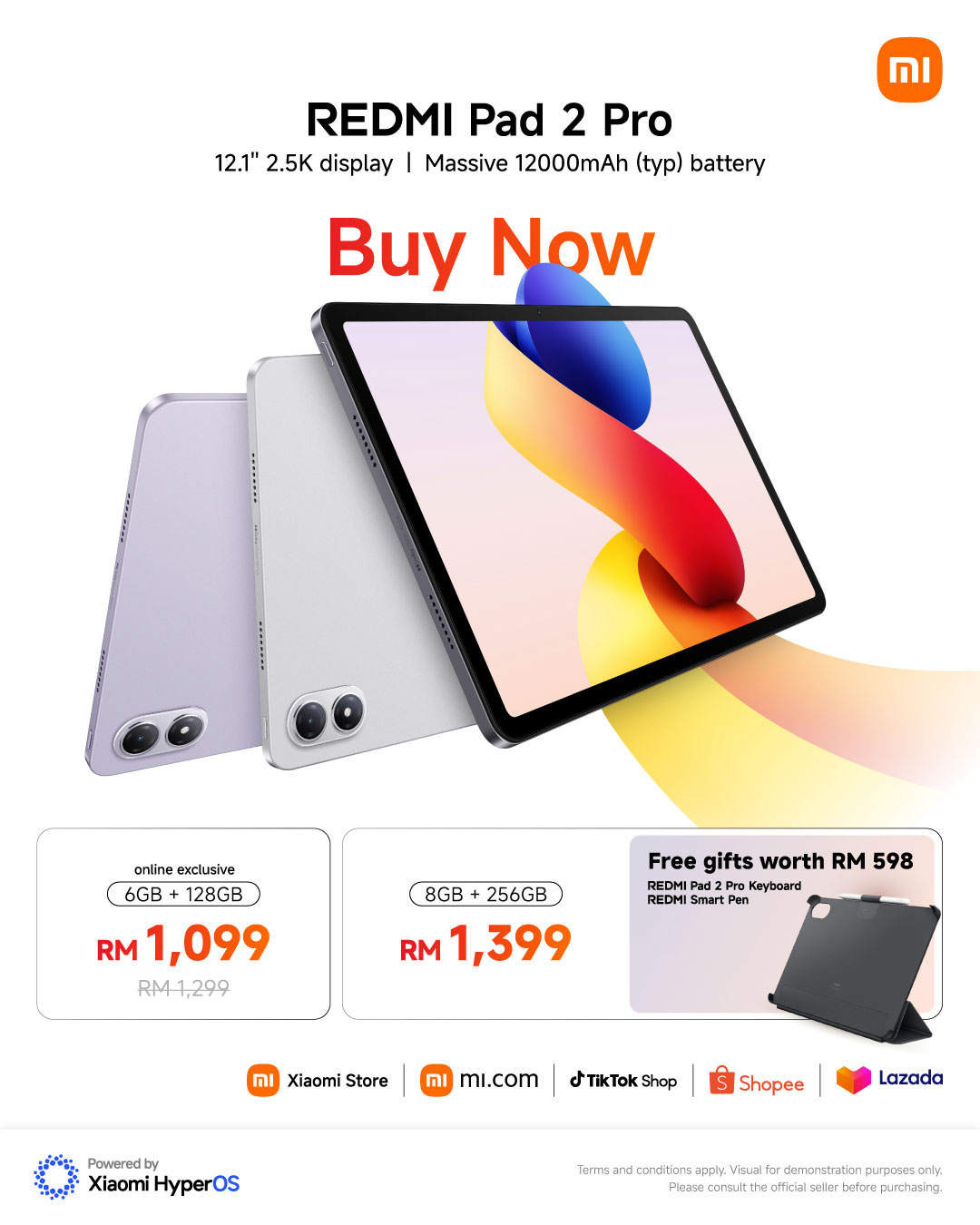 大马售价RM1299起!Xiaomi Pad Mini、REDMI Pad 2 Pro系列发布:最高天玑9400+、165Hz高刷、12000mAh电池等! 17 Redmi Pad 2
