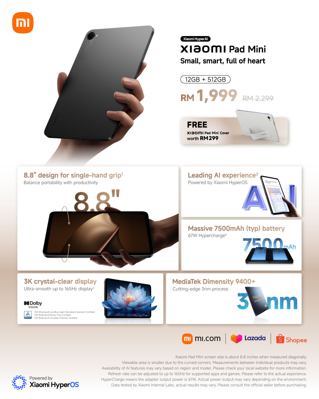 大马售价RM1299起!Xiaomi Pad Mini、REDMI Pad 2 Pro系列发布:最高天玑9400+、165Hz高刷、12000mAh电池等! 11 Xiaomi Pad Mini 1080x1350 1