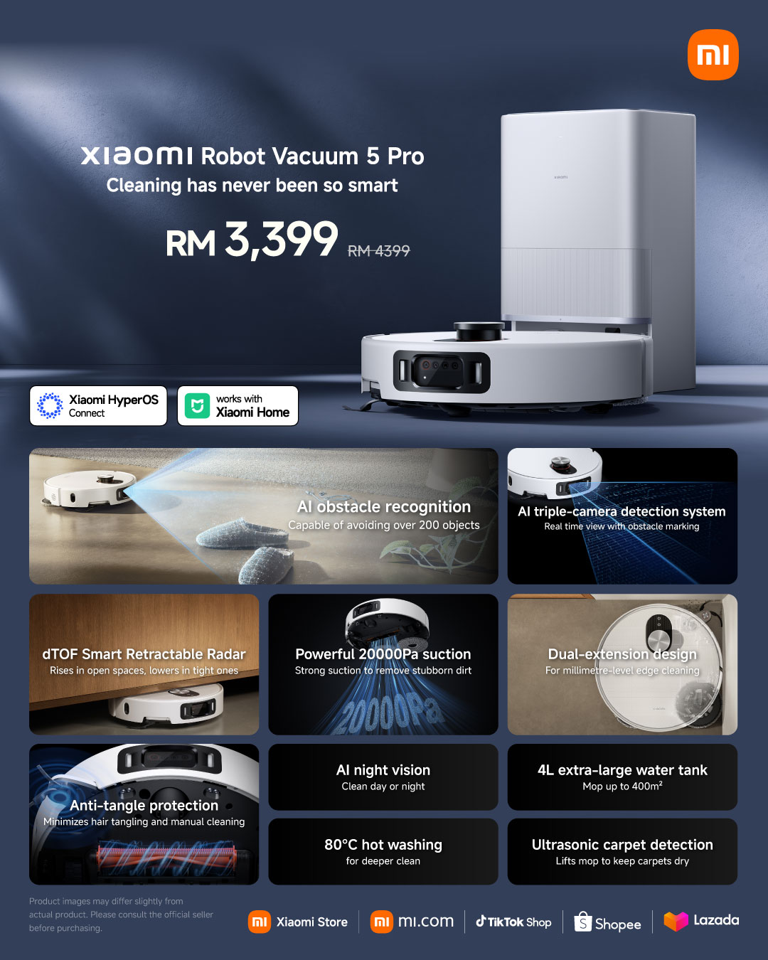 早鸟价 RM219 起!小米发布多款 AIoT 新品:手表、耳机、扫地机器人、电视全都有!还有 SU7 合金模型车! 18 Xiaomi Robot Vacuum 5 Pro 1080x1350 KV with Price 1