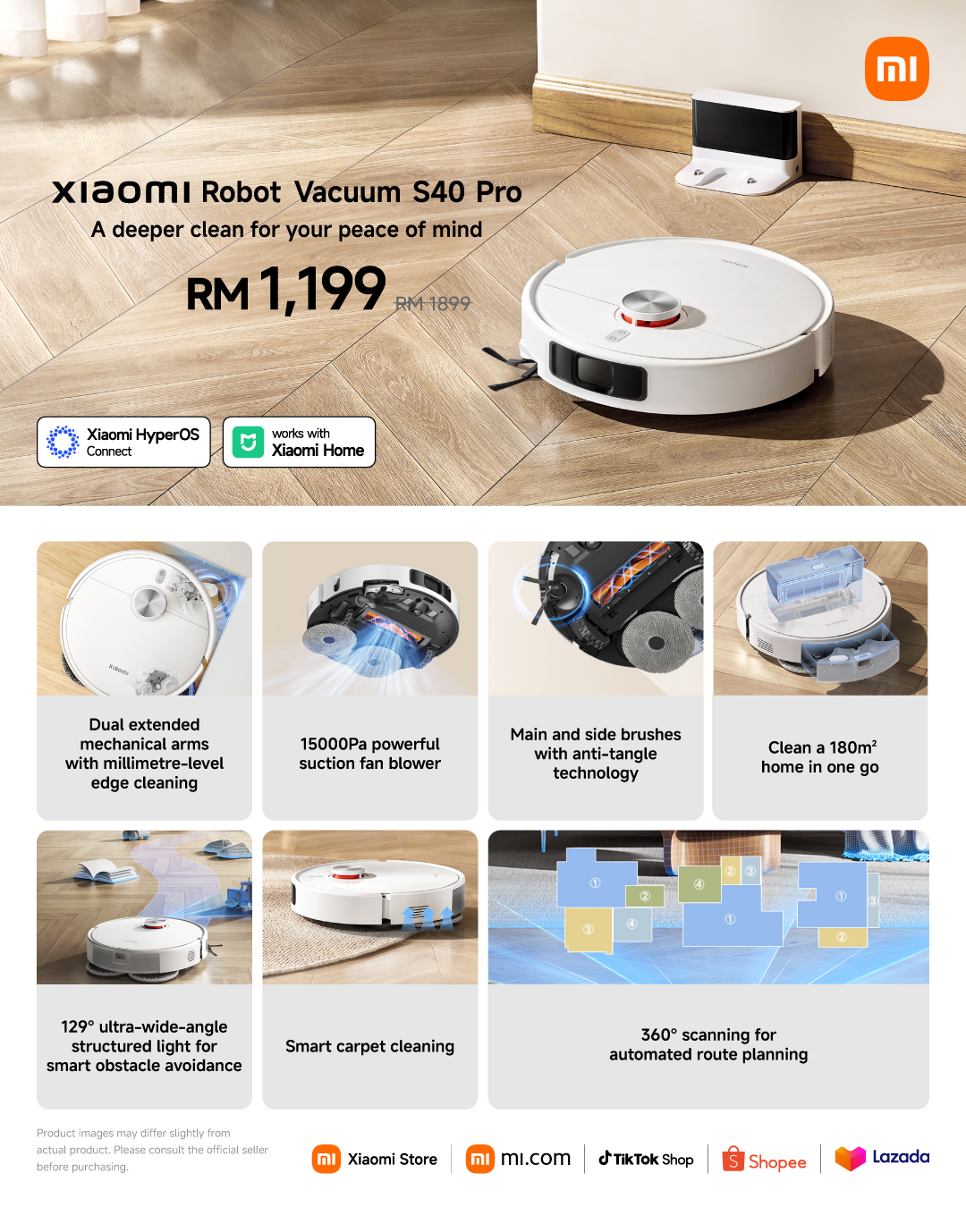 早鸟价 RM219 起!小米发布多款 AIoT 新品:手表、耳机、扫地机器人、电视全都有!还有 SU7 合金模型车! 17 Xiaomi Robot Vacuum S40 Pro KV with Price 2