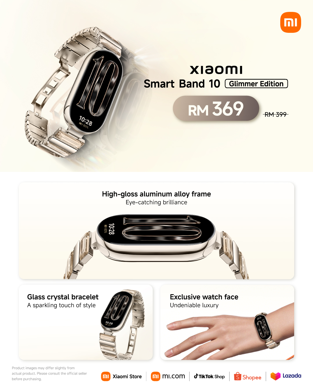 早鸟价 RM219 起!小米发布多款 AIoT 新品:手表、耳机、扫地机器人、电视全都有!还有 SU7 合金模型车! 13 Xiaomi Smart Band 10 Glimmer Edition KV with Price