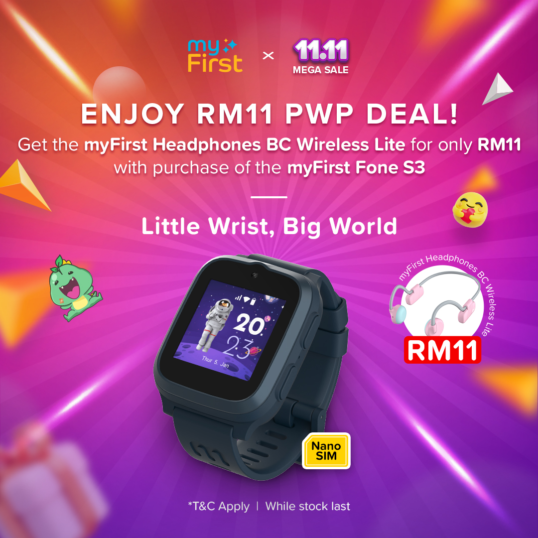 myFirst双11限量优惠！儿童用电话手表、耳机、画板等最低RM11就能入手！