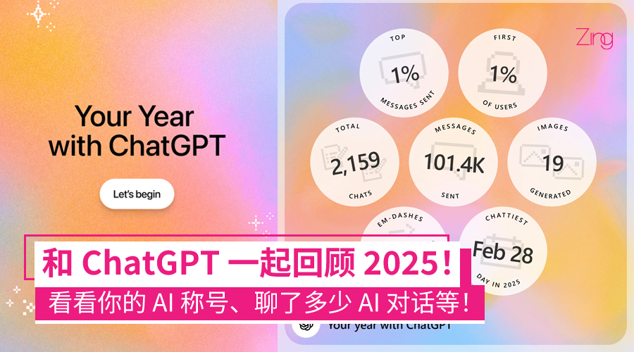 ChatGPT 首次推出「年度回顾」功能 Your Year with ChatGPT