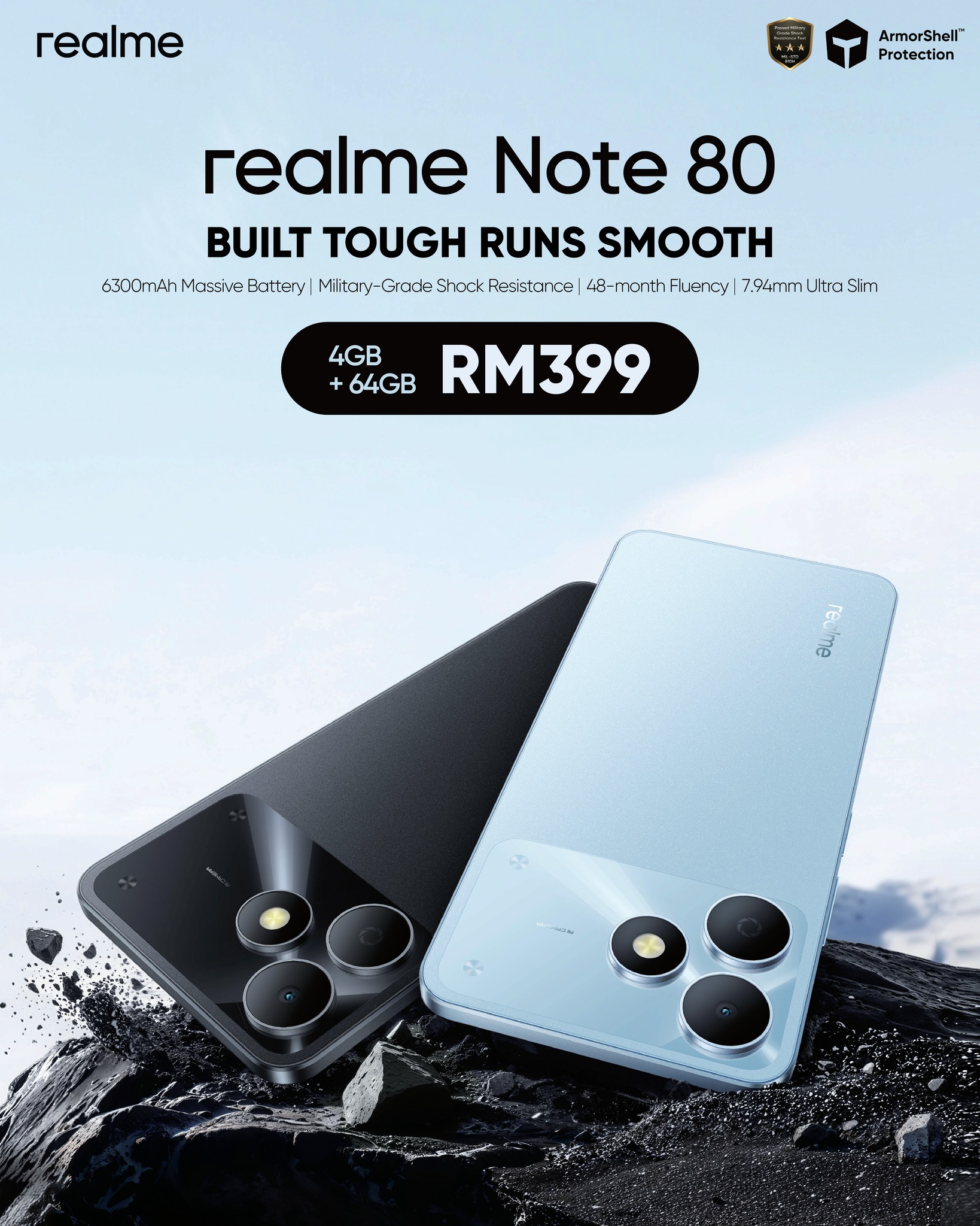 大马售价RM399！realme Note 80 发布：6300mAh 大电池、ArmorShell