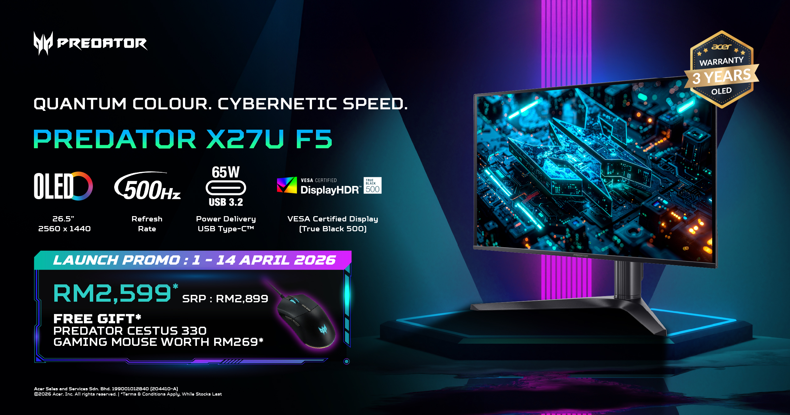Acer电竞屏幕新品发布:500Hz超高刷新率、曲面OLED屏、Nitro也有新品!RM479起! 3 Acer电竞屏幕新品发布:500Hz超高刷新率、曲面OLED屏、Nitro也有新品!RM479起!