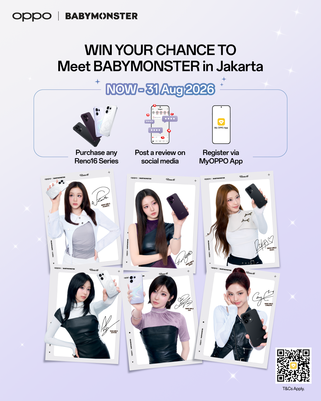 OPPO × BABYMONSTER 全球粉丝见面会定档!9月19日雅加达举行,现在买OPPO Reno16系列用户有机会参加! 2