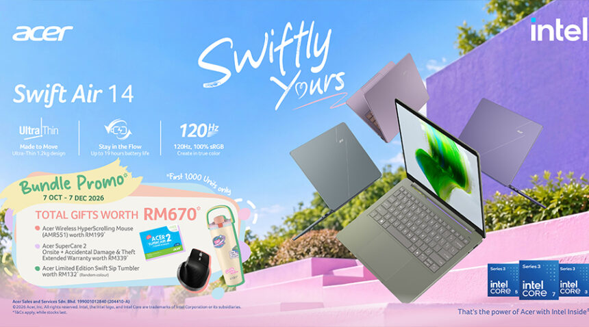 Acer Swift Air 14大马开卖:四款配色、1.19kg机身、120Hz屏幕、19小时续航,售RM2,999起! 1 acerswiftair14